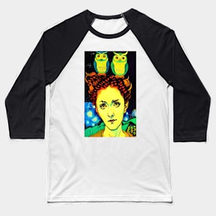 Goddess of Owls Baseball T-Shirt